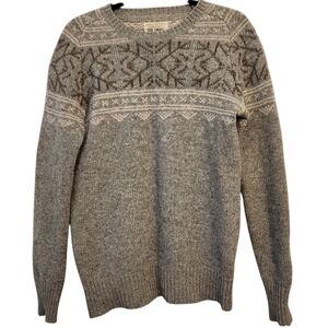 AllSaints Spitafield mens wool linen blend  fair isle Grandpa sweater